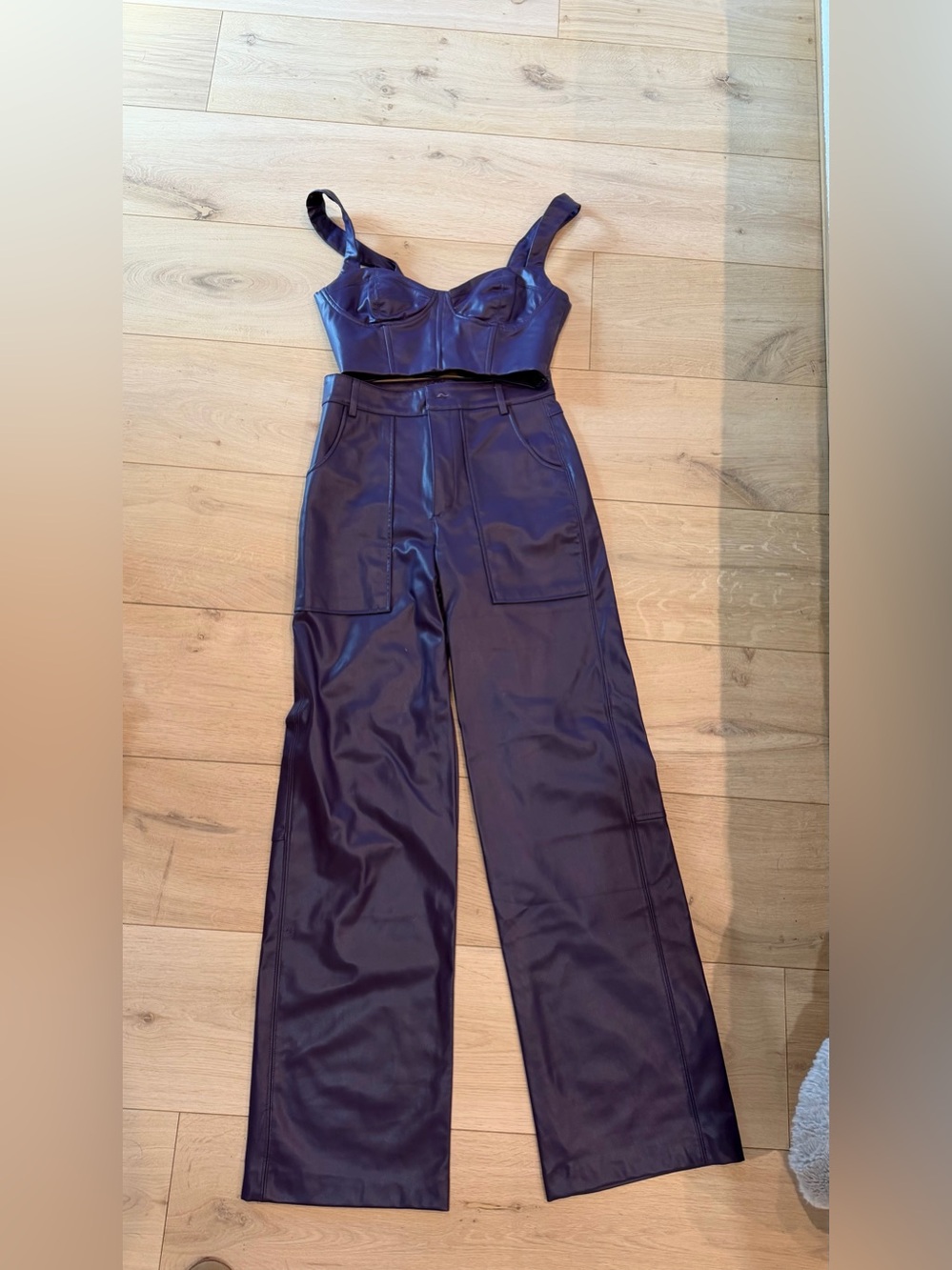 ZARA deep purple faux leather set